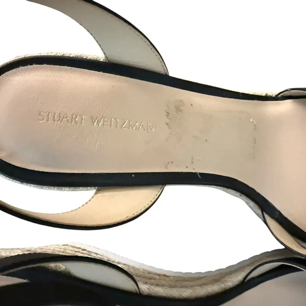 Stuart Weitzman Catalina Patent Leather Black Espadrille Sandals – Sz 9.5B